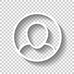 Simple user avatar, admin or member, business icon. White linear icon with editable stroke and shadow on transparent background