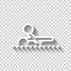 Scissors, simple icon or logo. White linear icon with editable stroke and shadow on transparent background