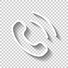 Call icon, logo of main mobile app. White linear icon with editable stroke and shadow on transparent background - obrazy, fototapety, plakaty