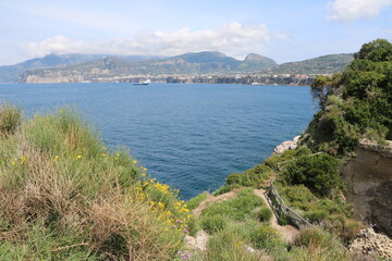 View to Sorrento from Roman villa at Capo di Sorrento, Italy