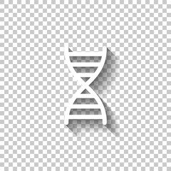 DNA helix, simple icon. White linear icon with editable stroke and shadow on transparent background