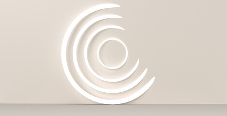 abstract background with circles. 3d render. light spiral