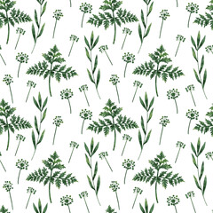 Seamless pattern with green plants