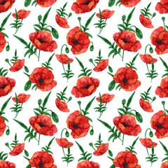 Poppies seamless pattern