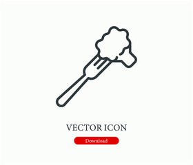 Broccoli vector icon.  Editable stroke. Symbol in Line Art Style for Design, Presentation, Website or Apps Elements, Logo. Pixel vector graphics - Vector