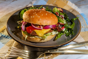 Bacon Cheeseburger Greek Salad