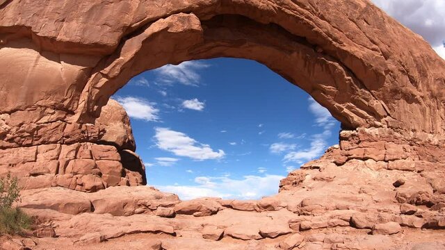 Grand Arch Arches National Park Summer Stabilized Walk Through to Valley