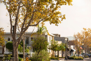 Afternoon view of the historic downtown district of Yorba Linda, California, USA.