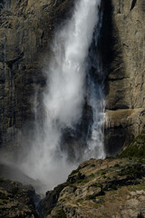 Fototapeta na wymiar Majestic Yosemite falls in Yosemite National Park In early May spring runoff