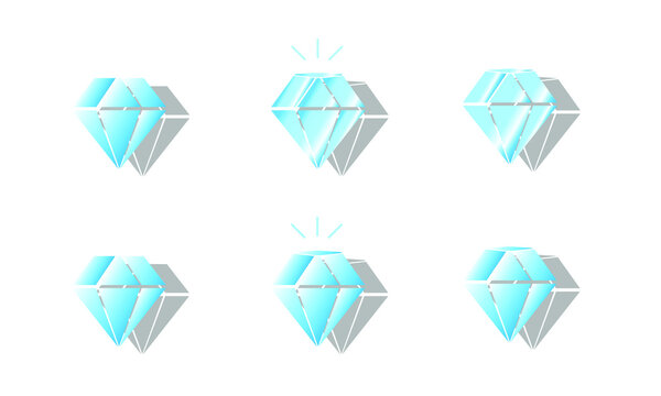 Brilliant, diamond flat icon, isolated on white, vector EPS 10. Gragient crystal logo inblue-white colors, set for web design.