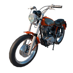 off road motorcycle motocross vitange 1960s 1 - Perspective view white background 3D Rendering Ilustracion 3D
