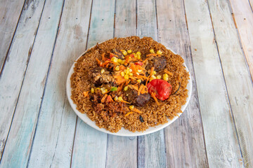 African dish from senegal with rice, chicken