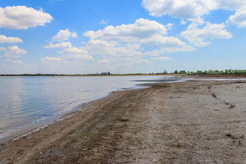 View of a salt Ustrichnnoe (oyster) lake in Kherson region, Ukraine
