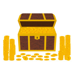 ビットコイン　宝箱　ベクターイラスト