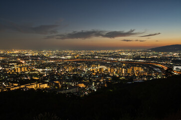 大阪府池田市　五月平展望台からの大阪の夜景