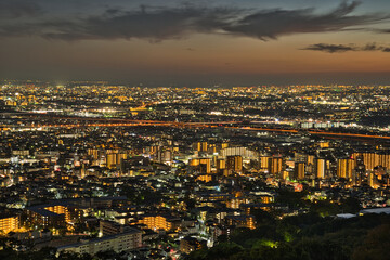 大阪府池田市　五月平展望台からの大阪の夜景