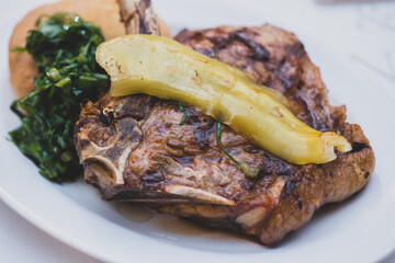 meat with vegetables and bread