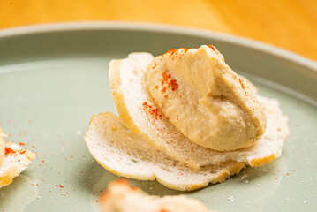 tapas with hummes on the plate