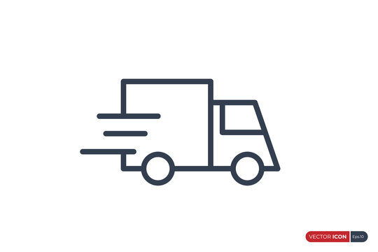 Fast Shipping Delivery Truck Icon Line isolated on White Background. Usable for Apps, Websites, Business and Transportation Resources. Flat Vector Icon Design Template Element.