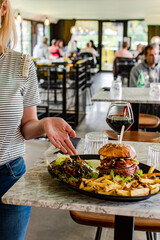 Burger at the restaurant