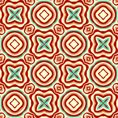 Seamless pattern with Geometric motifs in 4 colors. Vector illustration.