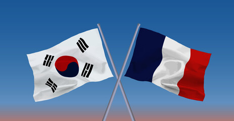 フランスと韓国の国旗