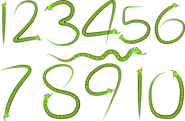 vector cartoon snakes with numbers 1 to 10 design sign