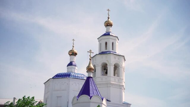 Church Of The Great Martyr Paraskeva Pyatnitsa, A Russian Orthodox Church In Kazan, Russia. low angle