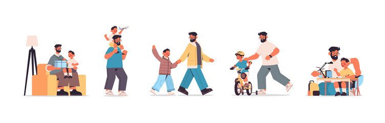 set father spending time with little son parenting fatherhood friendly family concept dad having fun with his kid