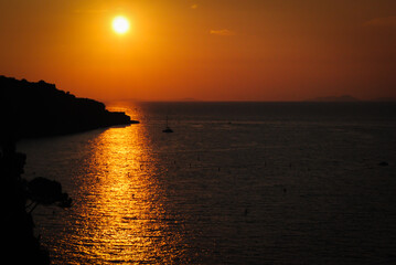 Naklejka na ściany i meble Golden sunset over Sorrento coast