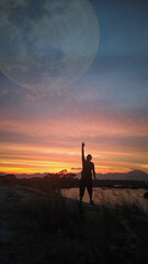 Fototapeta premium person watching sunset