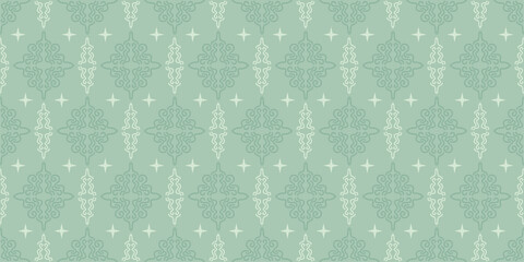 Abstract background pattern with decorative ornament on green background, wallpaper. Seamless pattern, texture. Vector image