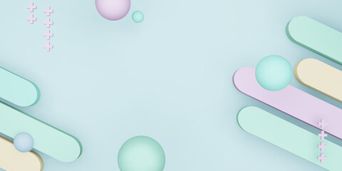 Geometric shape plastel color sweet background 3d illustration