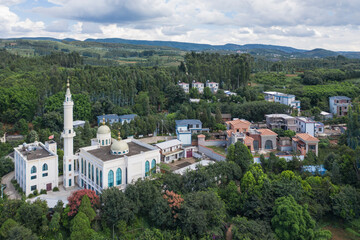 Fototapeta na wymiar Aerial view of a Hui mosque in Yunnan, China