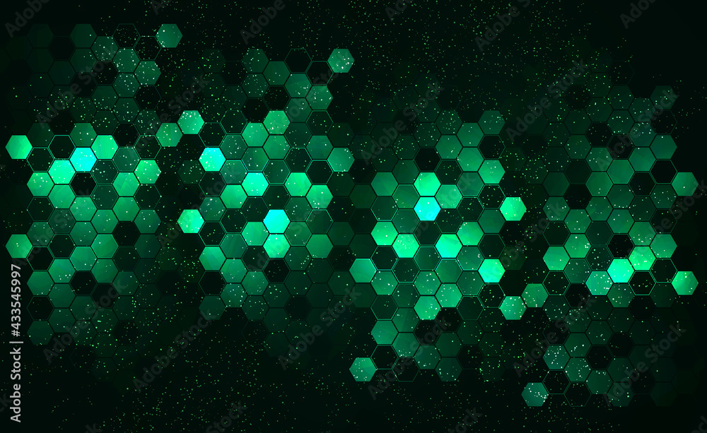 Wall mural art hexagons technology background. abstract hi-tech communication concept futuristic digital innova