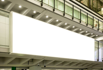 Mockup image of Blank billboard posters and led in the airport terminal station for advertising