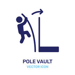 Athlete training for pole vault sport competition icon