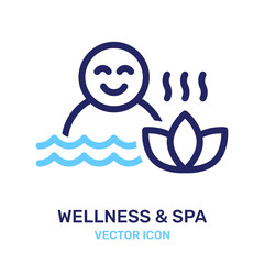 Spa bathing with lotus icon. Wellness concept vector