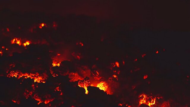  Pacaya volcano  eruption. Close up of lava