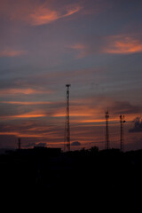 power lines at sunset