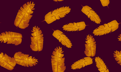 Vintage Seamless Design. Black Pattern Hibiscus. Golden Tropical Vintage. Yellow Garden Texture. Beige Floral Foliage. Watercolor Plant. Decoration Art.