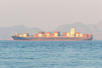 cargo ship at Copacabana beach in Rio de Janeiro.