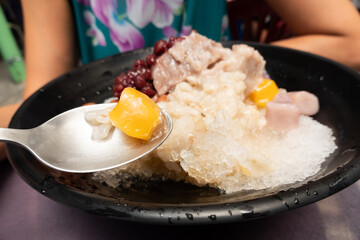 eating shaved ice