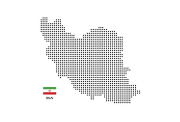 Fototapeta na wymiar Vector square pixel dotted map of Iran isolated on white background with Iran flag.