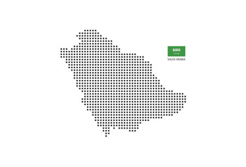 Fototapeta na wymiar Vector square pixel dotted map of Saudi Arabia isolated on white background with Saudi Arabia flag.