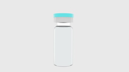 3D rendering ,  Mint color vaccine bottle on Gray background