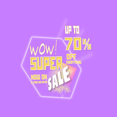 Fototapeta premium Wow sale super sale up to 70% off everything now on limited time offer