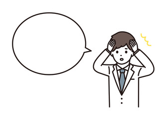 パニックになる男性薬剤師 吹き出し