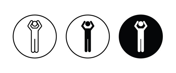 think thinking man icon, thought stick figure positions, human icons button, vector, sign, symbol, logo, illustration, editable stroke, flat design style isolated on white linear pictogram