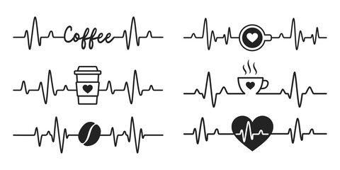 Heartbeat vector Graphs of a fast heartbeat from caffeinated morning coffee.